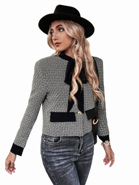 

women's down & parkas allover print contrast tie neck overcoat y7vn#, Black