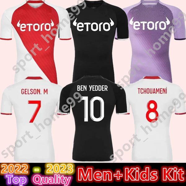 

new 2022 2023 as monaco soccer jersey ben yedder embolo minamino camara home away 3rd 22 23 football shirt jean lucas golovin volland boadu, Black