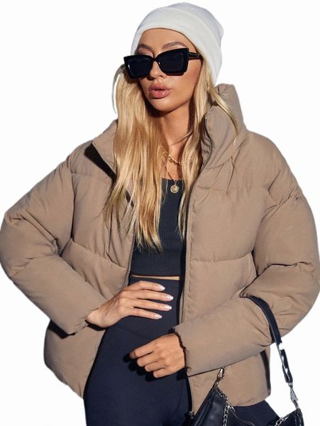 

women's down & parkas drop shoulder slant pockets puffer coat i1zh#, Black