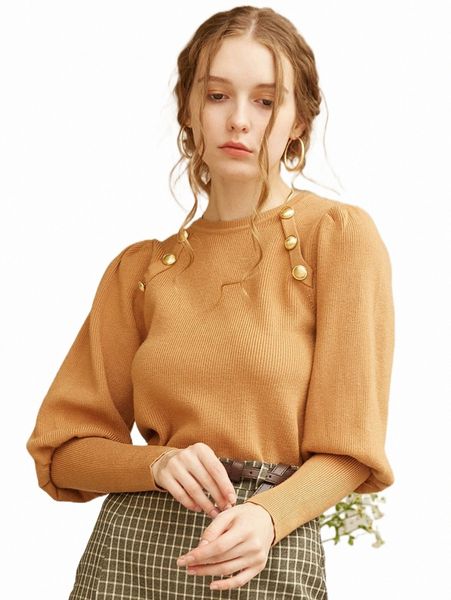 

women's sweaters knit mix button front gigot sleeve sweater j9xo#, White;black