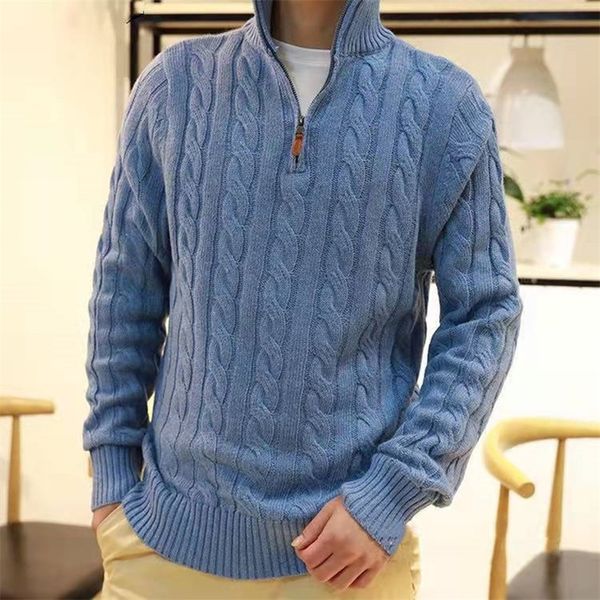 

men s sweaters autumn winter wool blend men half zipper sweater jumper pull homme hiver pullover knitted small horse and wheat 220908, White;black