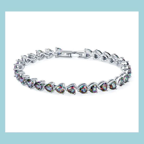 

other bracelets 3pcs / lot fashion 925 sterling sier natural heart fire mystic z gemstone chain bracelets drop delivery 20 dhl67, Golden;silver