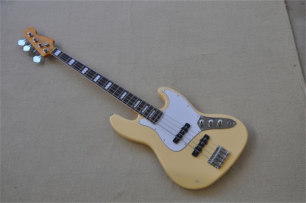 

4 string jaz bass guitar cream basswood body maple neck rosewood fingerboard fixed bridge 22 frets chrome tuners