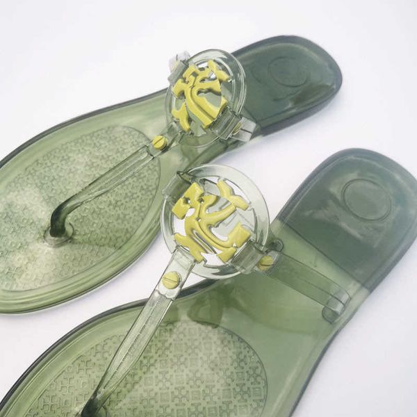 

slippers jelly sandal summer shoes beach flip flops clear thong miller knotted designer flat brand crystal slides fashion metal decoration m, Black