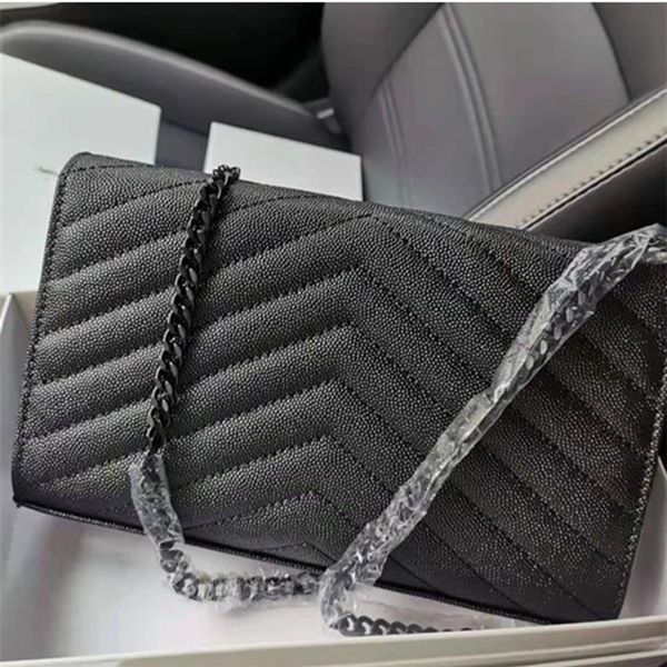 

woman bag original box genuine leather caviar fashion clutch lady shoulder bags cowhide handbag presbyopic card holder purse288e