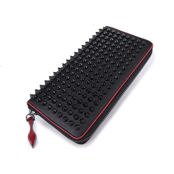 

style red bottom panelled spiked clutch women patent real leather mixed color rivets bag clutches lady long purses with spikes men257s, Red;black