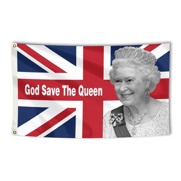 

3x5 ft queen elizabeth mourning flag union jack flag with brass grommets for indoor outdoor sports events street party festivals decor