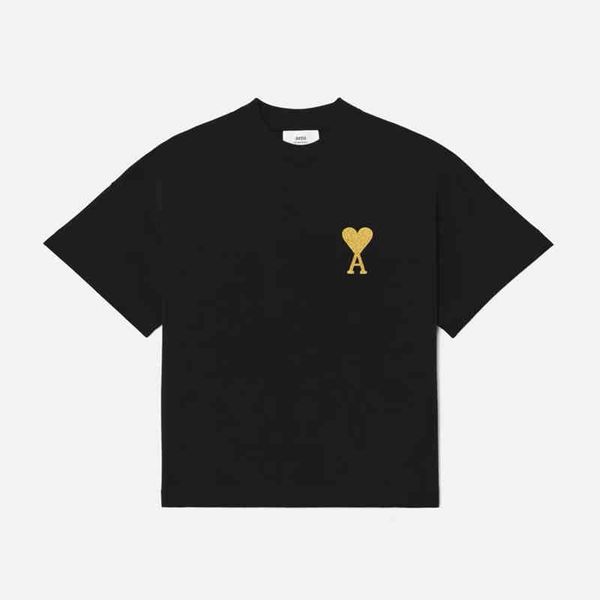 

t shirts mens classic amies trendy paris gold embroidery lovers casual cotton short sleeve oversize casual cotton fashionable shirt, White;black