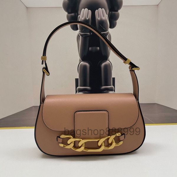 

calf underarm bag shoulder handbag women axillary handbags crossbody bags adjustable shoulder strap rough brass chain interior zipper pocket