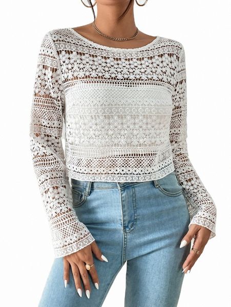 

women's t-shirt solid lace without camisole f6lb#, White