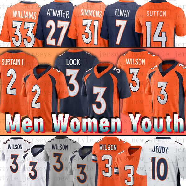 

3 russell wilson peyton manning football''nfl''jerseys denver''broncos''31 justin simmons jerry jeud, Black;red