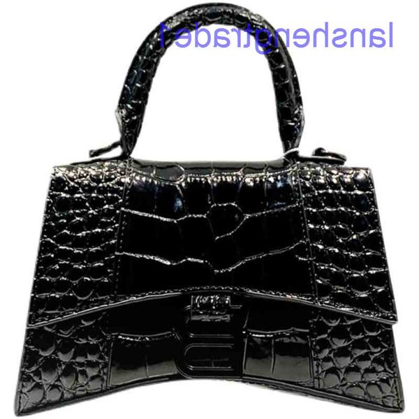 

balencigas family hourglass high version leather crocodile pattern portable messenger women's summer niche mini b-butto