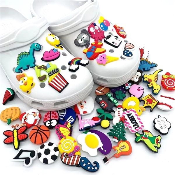 

shoe parts accessories 50-200pcs random cartoon animal shoe charms decoration fit wristband shoe accessories for croc jibz boys girls kids x, White;pink