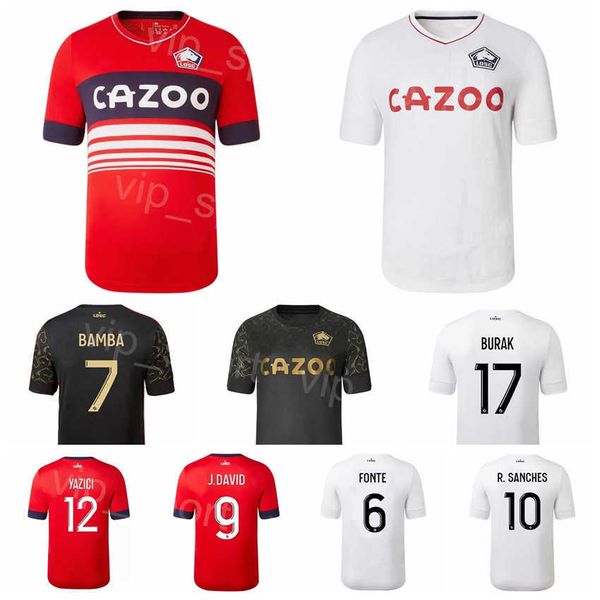 

22-23 club lille soccer 9 jonathan david jerseys team 17 burak yilmaz 10 ikone 28 reinildo mandava 7 jonathan bamba 6 jose fonte 12 yusuf ya, Black;yellow