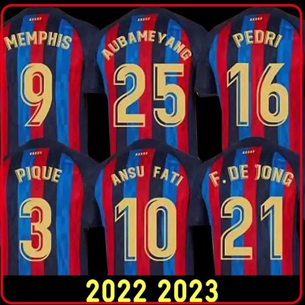 

soccer jerseys camisetas de football 2023 barcelona soccer jerseys ansu fati kun aguero sergio adama f. de jong davi alves kit shirt men kid, Black;yellow