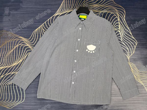 

xinxinbuy men designer tees paris vertical stripe print letter embroidery long sleeve cotton women black white xs-l, Black;brown