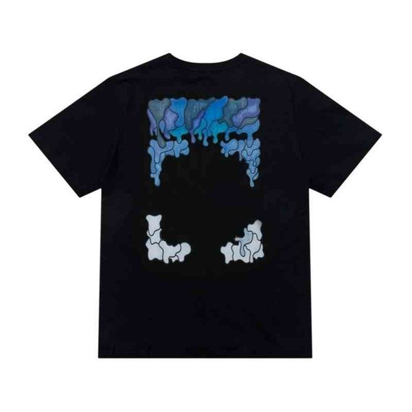 

fashion offs brand mens t shirts designer classic back arrow melt gradient t-shirt luxury 3d letter print casual clothing women top, White;black