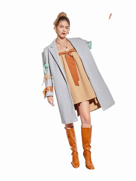 

women's down & parkas x sooner or later lapel neck knot side overcoat u5oh#, Black