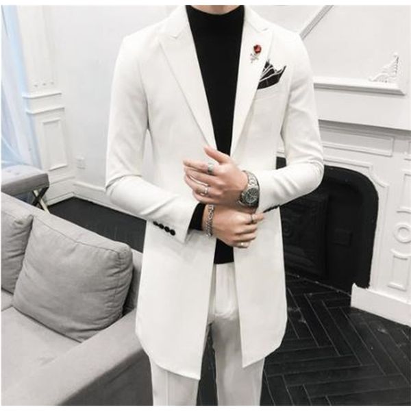 

men's suits blazers tailor made mens suit fashion double breasted men's wedding prom suits bridegroom 1 piecesjacket 220909, White;black