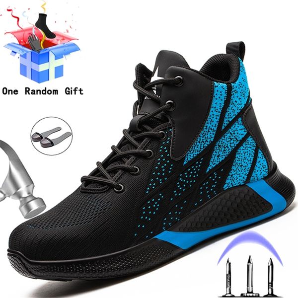 

safety shoes fashion men boots indestructible work puncture proof sneakers steel toe 220908, Black;brown