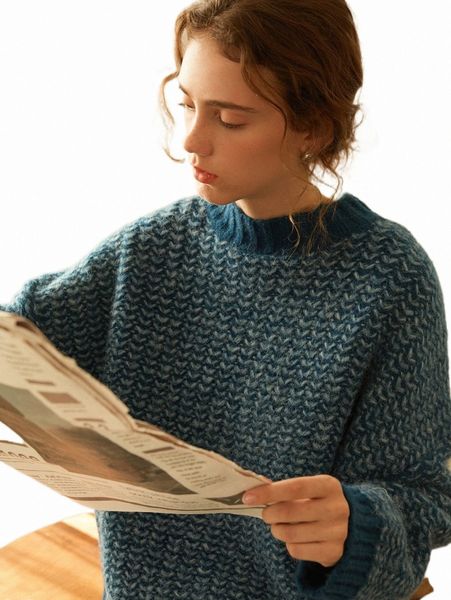 

women's sweaters knit mix mock neck drop shoulder sweater p9o1#, White;black