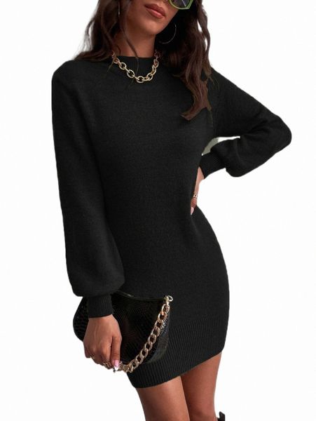 

women's sweaters solid crew neck sweater dress v77c#, White;black