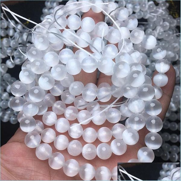 

beaded strands beaded bracelet selenite crystal stone reiki healing stretch drop delivery 2021 jewelry bracelets mjfashion dhjnc, Black