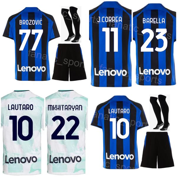 

club man kids 37 skriniar soccer jersey set 20 calhanoglu 6 de vrij 10 lautaro 77 brozovic 23 barella 11 correa 9 dzeko football shirt kits, Black