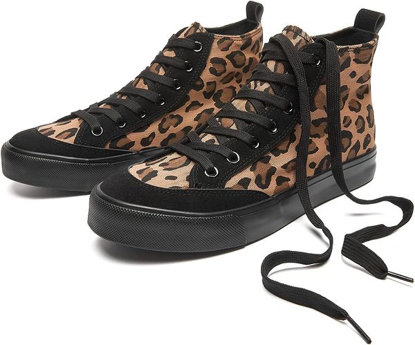 

leopard print womens high canvas sneakers classic canvas shoes casual for walking