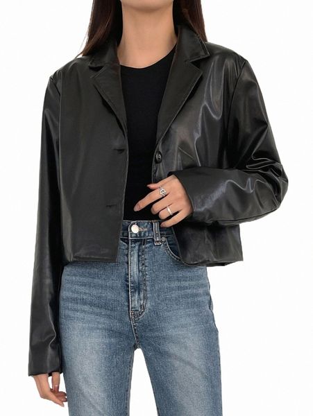 

women's jackets dazy lapel neck pu jacket 2022 new b3vj#, Black;brown