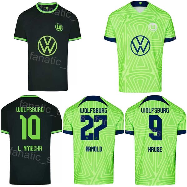 

club soccer vfl wolfsburg jerseys nmecha guilavogui van de ven lacroix casteels arnold bornauw baku marmoush svanberg kruse football shirt k, Black;yellow
