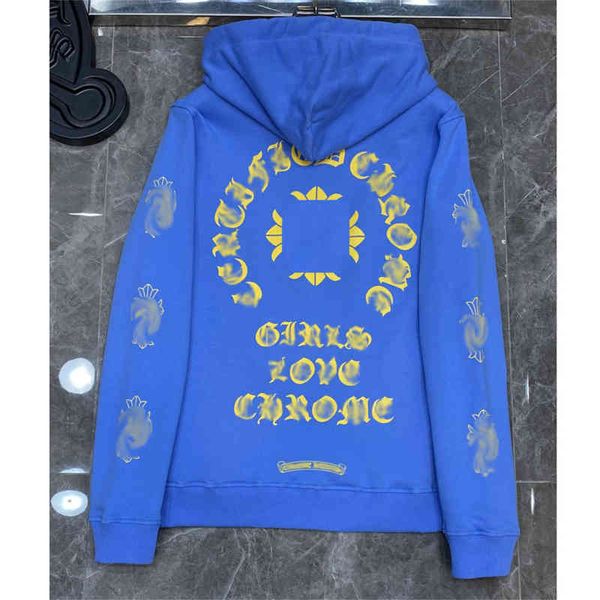 

fleece men's hoodies classic luxury sweatshirts brand ch designer hoodie fashion men women horseshoe sanskrit loose zipper jacket pullo, Black