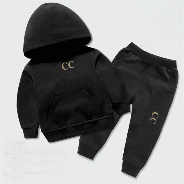 

designer kids clothing sets baby boy hoodie two-piece suit autumn girl suits child sweatshirt sweatpants hooded 3 styles size 90-150 283a, White