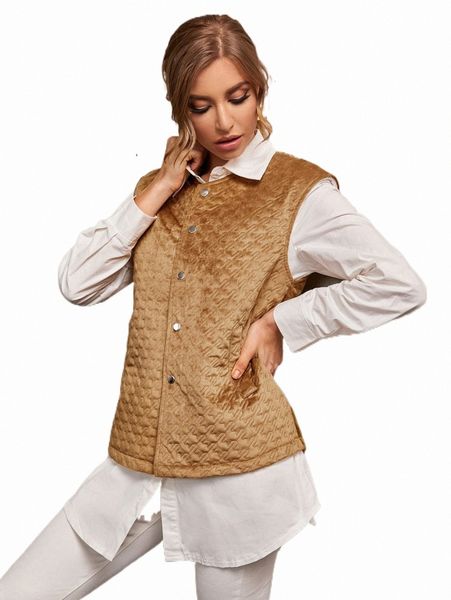 

women's down & parkas x farah quilted pressed button velvet vest coat a7e4#, Black