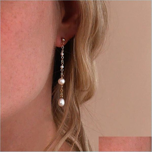 

dangle chandelier dangle chandelier handmade natural pearls earrings 14k gold filled drop vintage jewelry boho tarnish resist jewe dhjjx, Silver