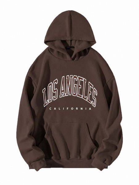 

women's hoodies & sweatshirts letter graphic kangaroo pocket hoodie 11un#, Black