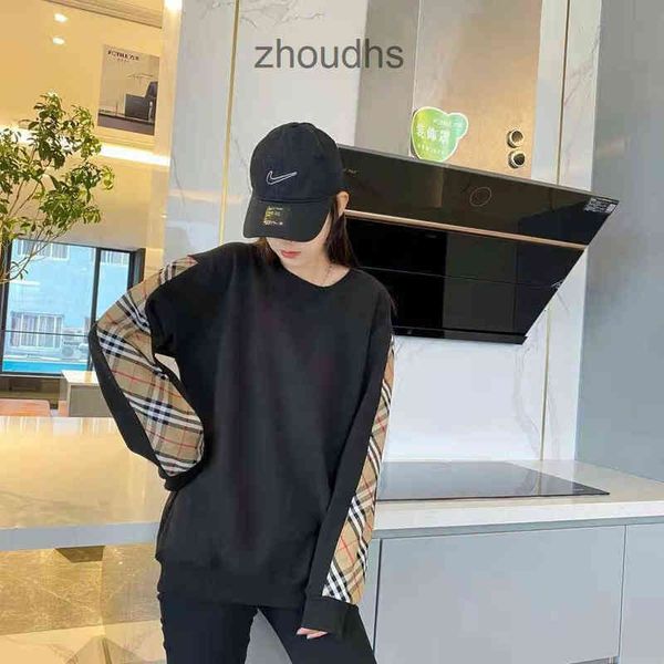 

hoodies burbs brand 2022 designer classic r jacket coats family classic arm plaid stitching sweater spring autumn lo, Black