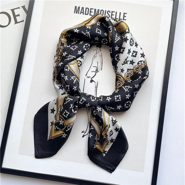 

22ss 19style 70 70cm brand designer letters print silk scarf summer square lady hair neck fashion bag scarves female foulard wraps189z1871, Blue;gray