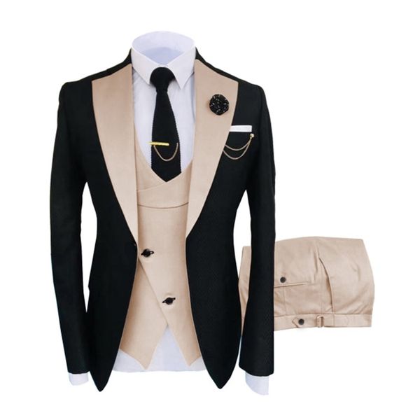 

men's suits blazers men suits slim fit one button groom tuxedos tailor made blazer 3 pieces suit costume hommejacketvestpantstie 220909, White;black