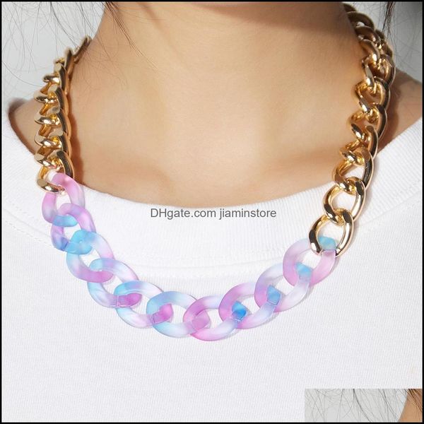 

chains womens neck chain fashion colorf acrylic thick necklace for women men bohemian plastic choker collar jewelry gifts drop delive dhkuu, Silver