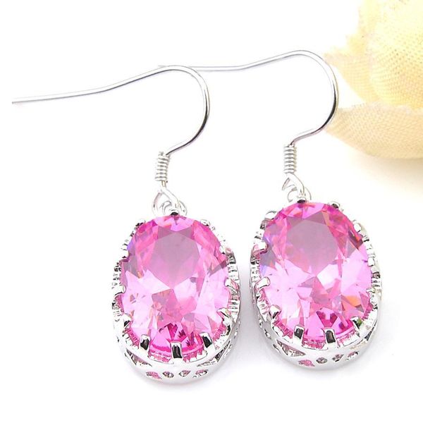 

dangle chandelier fashion charm zircon dangle earring pink kunzite egg shaped gems 925 sterling sier plated womans gift earrings jew dhcrk, Silver