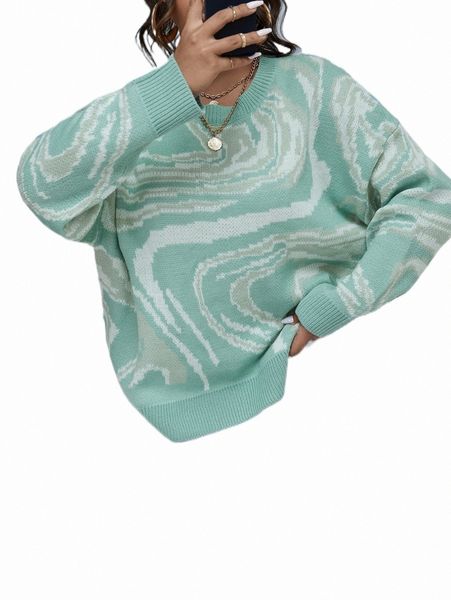 

plus size t-shirt plus allover pattern drop shoulder sweater k0na#, Black