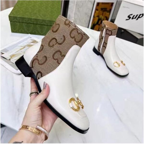 

martin short boots 100% cowhide belt buckle metal womens shoes classic thick heel leather designer shoes high heels fashion splicing womens, Black