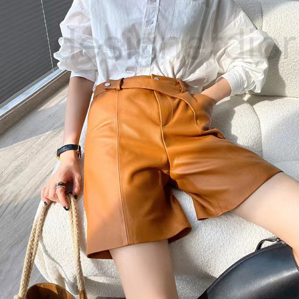 

women's jumpsuits & rompers designer a and easy tone that can't be rejected lambskin pants bermuda high waisted leather shorts wom, Black;white