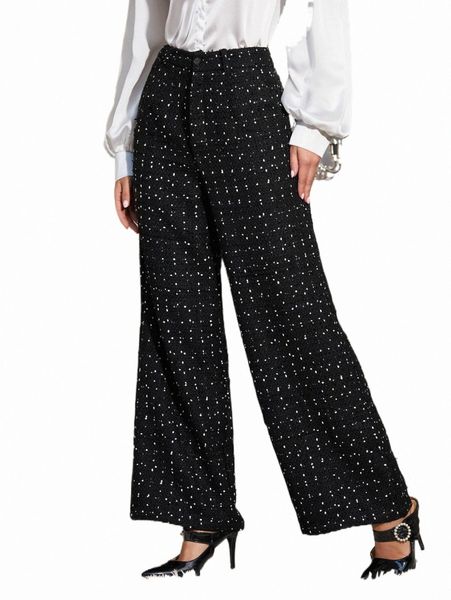 

women's pants & capris x ropes allover print tweed pants s9lq#, Black;white