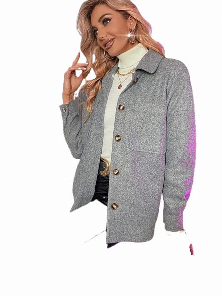 

women's down & parkas drop shoulder pocket patched overcoat v5ll#, Black