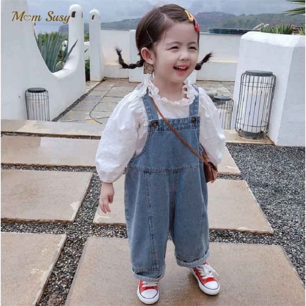 

overalls baby boy girl cotton overall denim pant infant toddler kid suspender jean pant casual jean trousers child dungaree clothes 1-7y 220, Blue