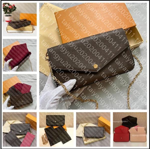 

cross body bag 3pcs set women classic luxury designer felicie genuine leather shoulder handbag clutch tote messenger shopping