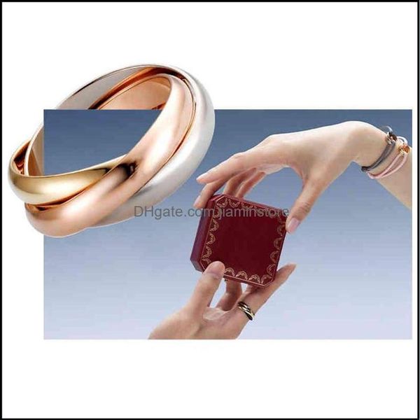 

band rings jewelry j hangke trinity ring titanium steel triple love for women men wedding engagement s gift drop delivery 2021 at5238u320n, Silver
