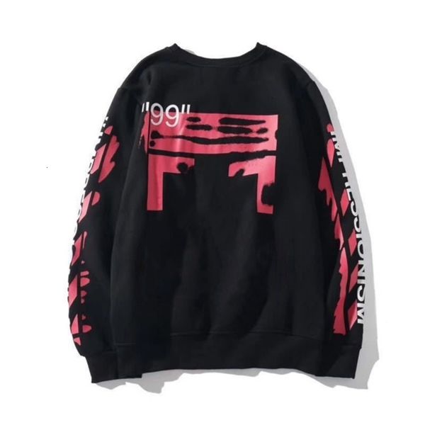 

classic loose mens offs sweatshirts designer fashions hoodies pullover hip hop oil paint back arrow x women hooded casuals autumn, Black